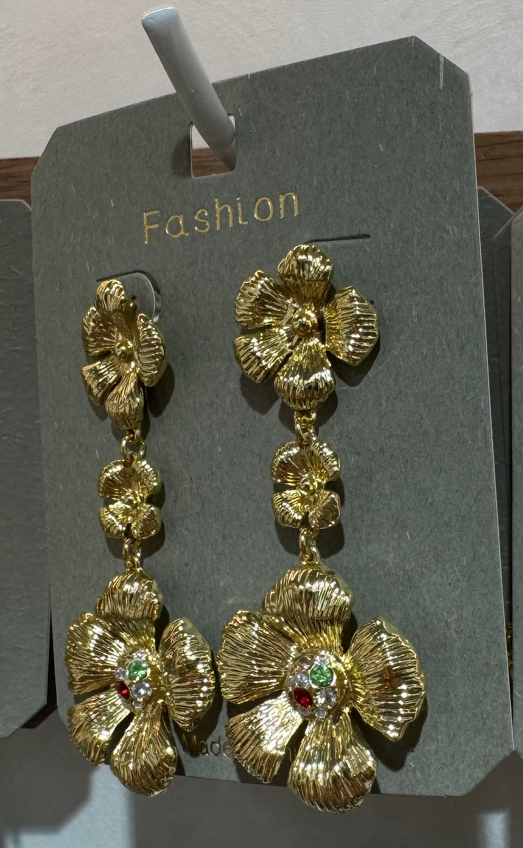 Textured Triple Flower Earrings - W3-0032