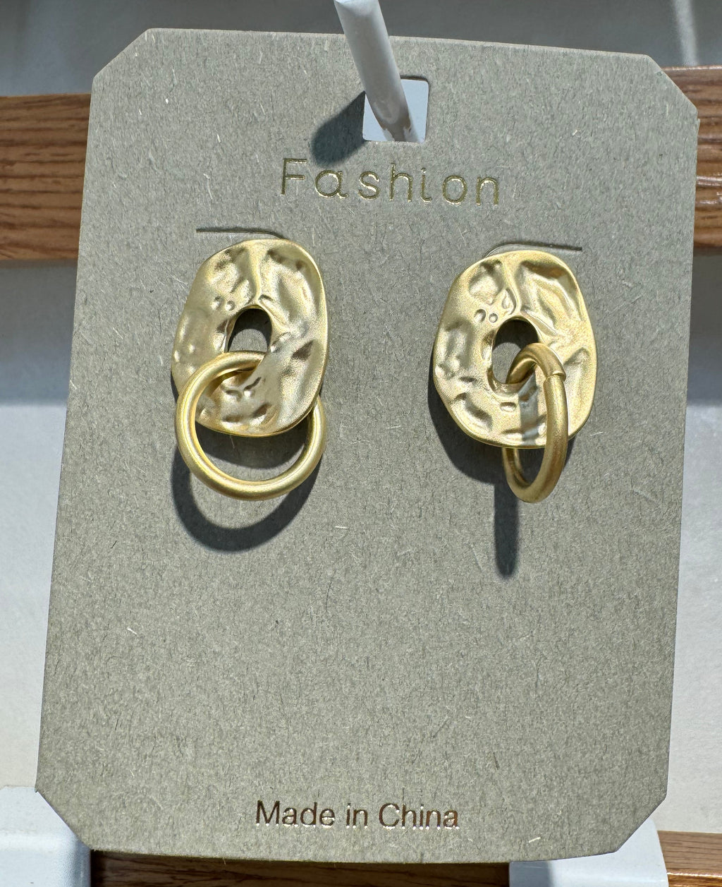 Hammered Oval Link Earrings - W3-0037