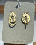 Hammered Oval Link Earrings - W3-0037