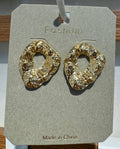 Hammered Open Shape Stud Earrings - W3-0039
