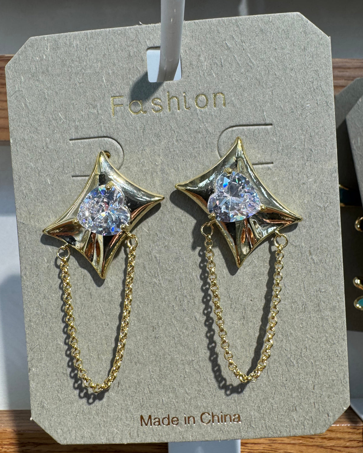 Sparkling Star Chain Earrings - W3-0040