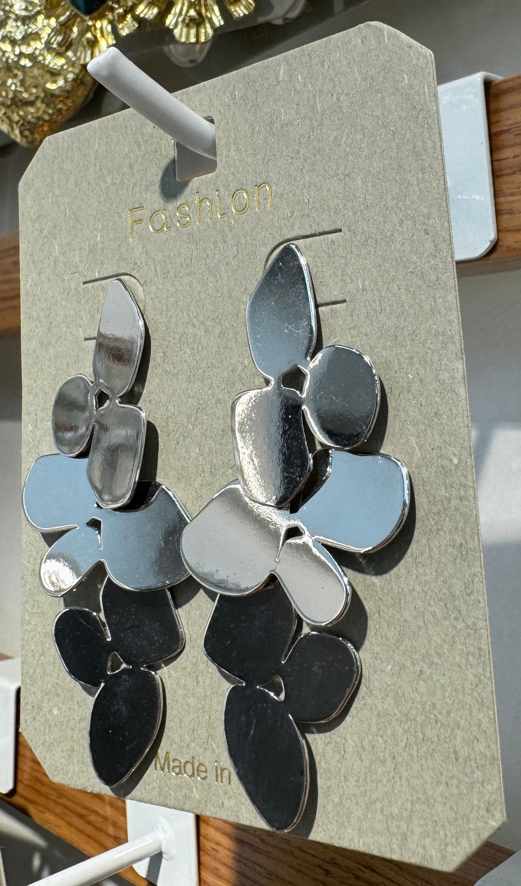 Silver-Tone Petal Cascade Earrings - W3-0041