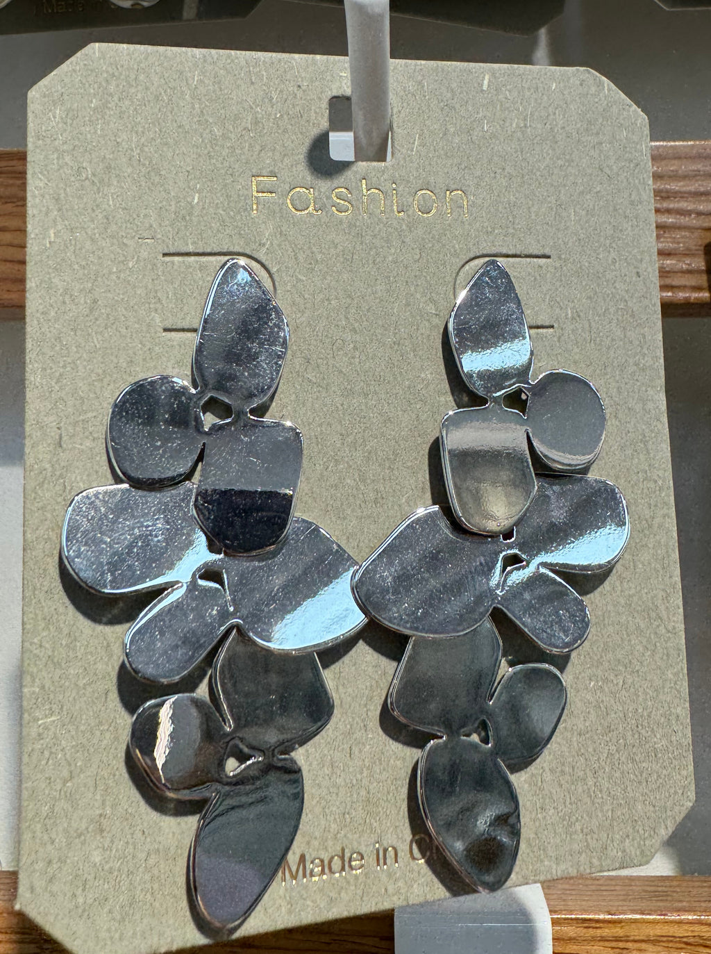 Silver-Tone Petal Cascade Earrings - W3-0041