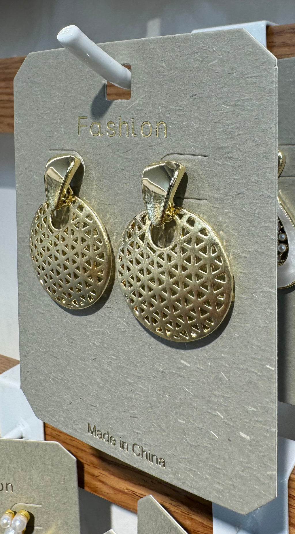 Geometric Lattice Disc Earrings - W3-0044