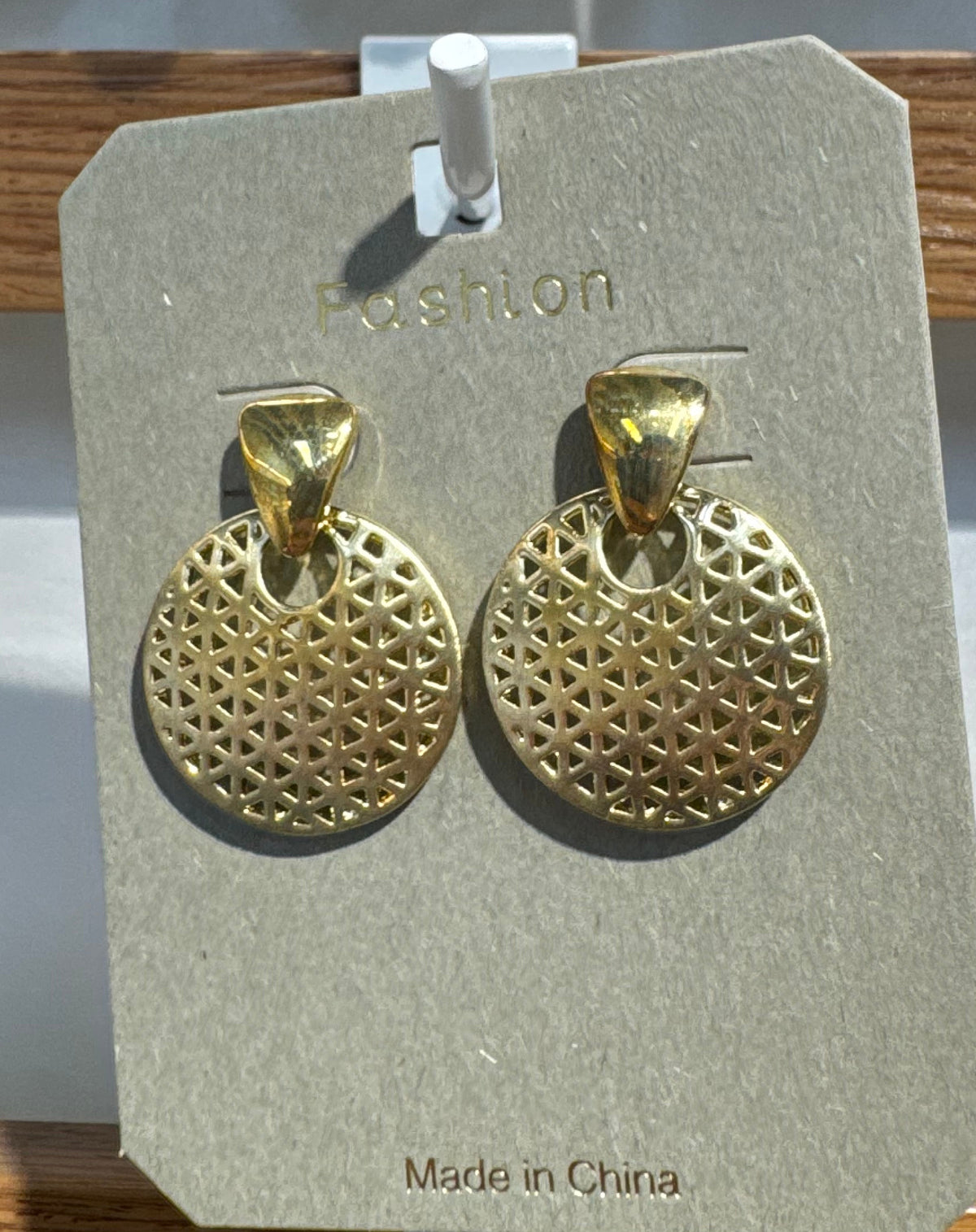 Geometric Lattice Disc Earrings - W3-0044