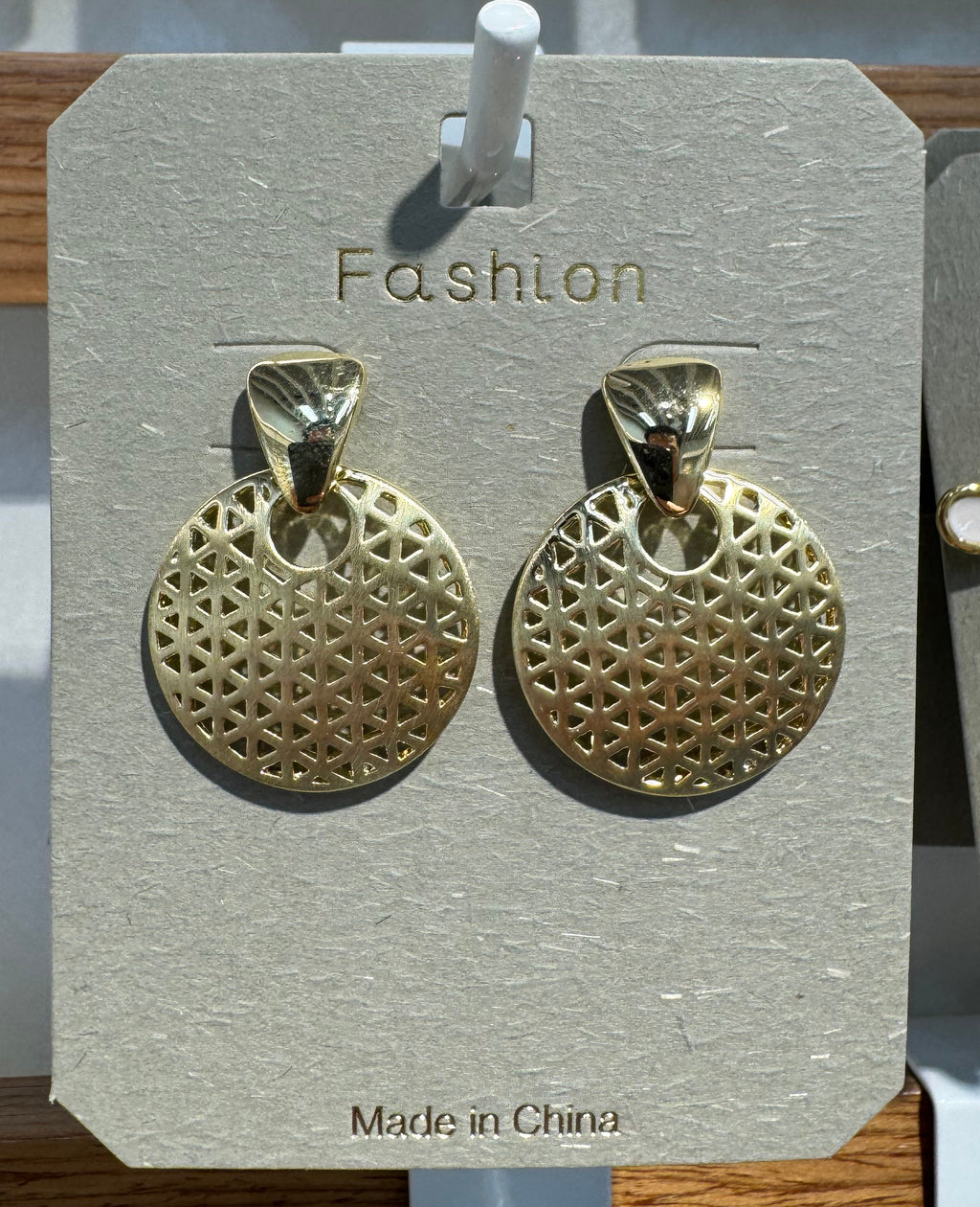 Geometric Lattice Disc Earrings - W3-0044