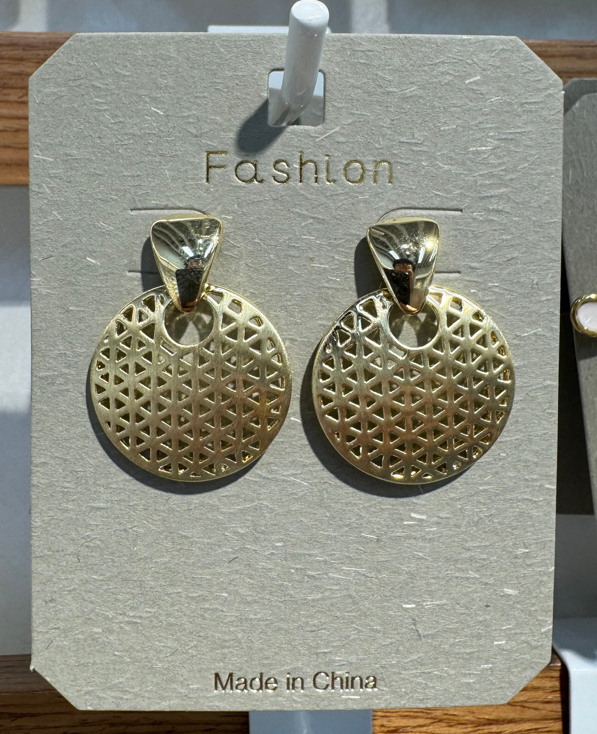 Geometric Lattice Disc Earrings - W3-0044