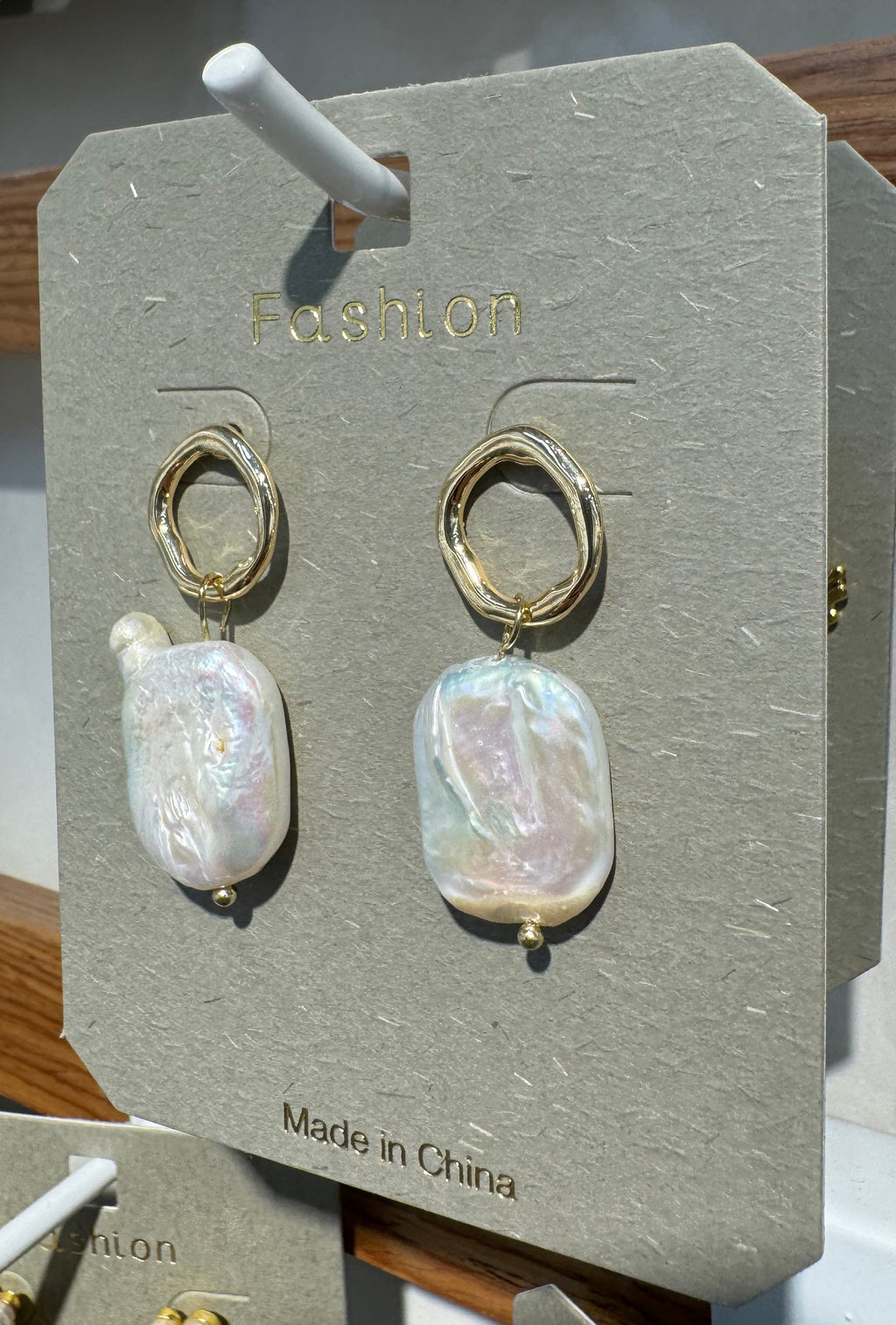 Iridescent Rectangle Drop Earrings - W3-0046