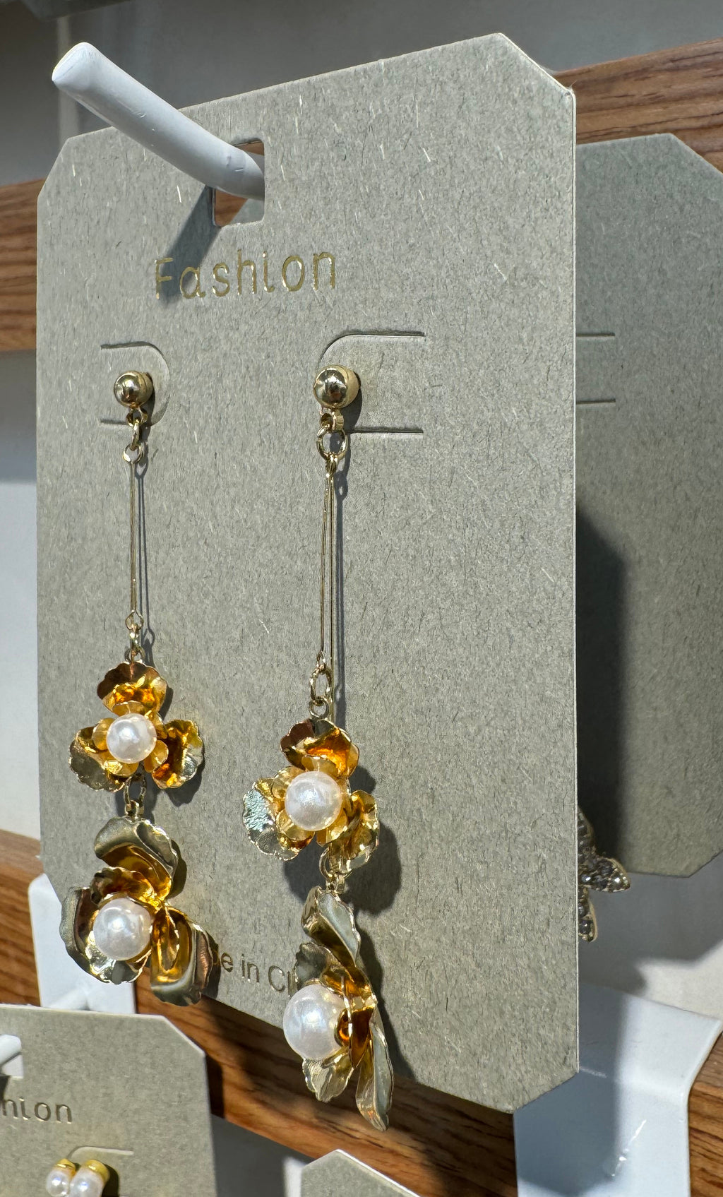 Double Flower Beaded Drop Earrings - W3-0048