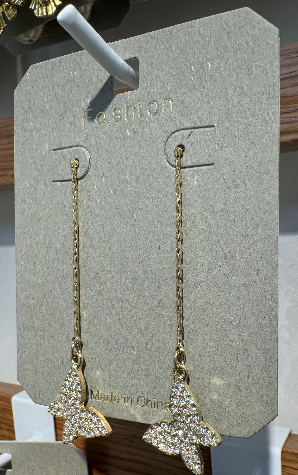Sparkling Butterfly Chain Earrings - W3-0049