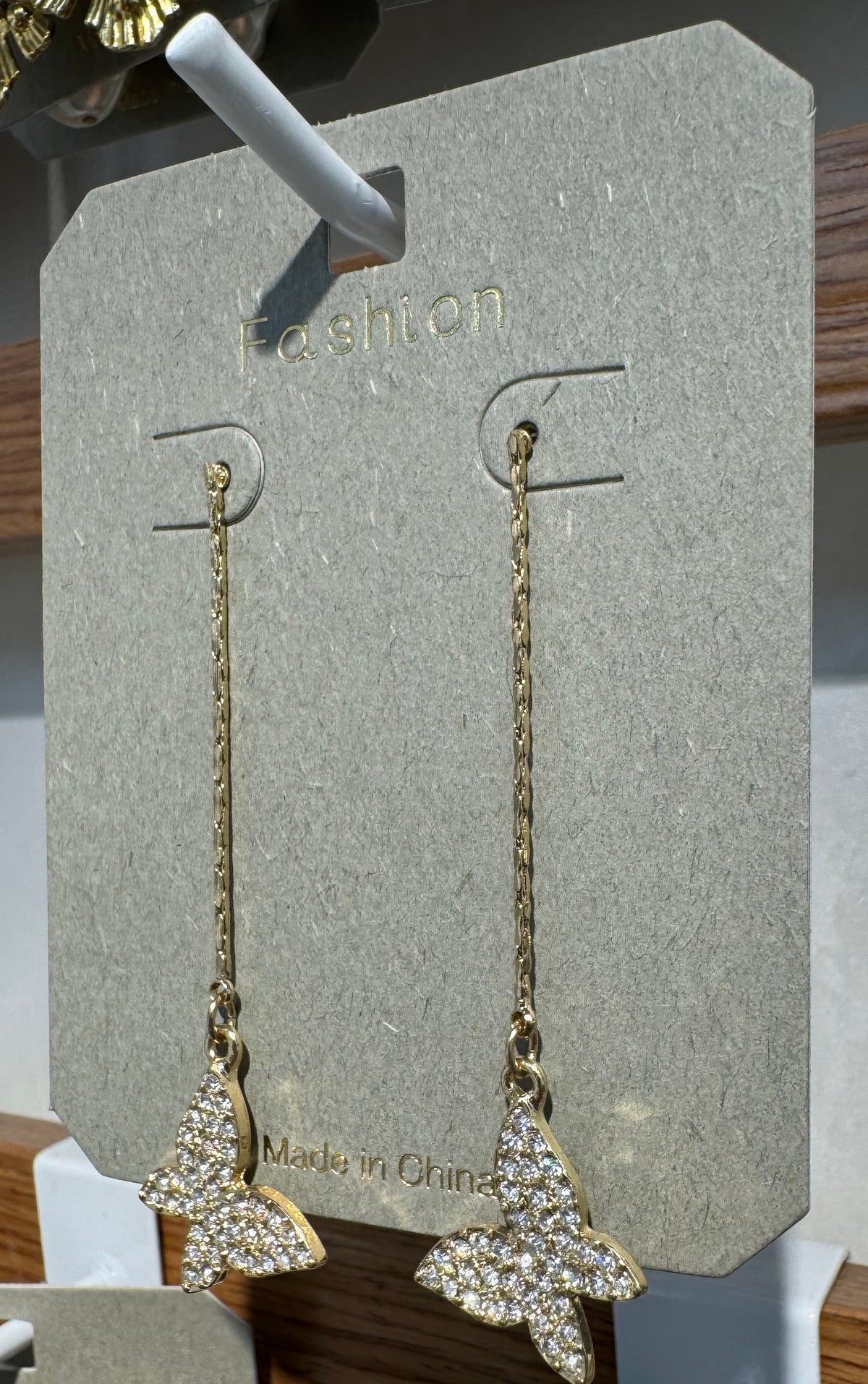 Sparkling Butterfly Chain Earrings - W3-0049