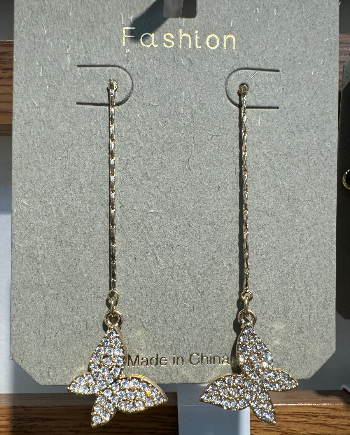Sparkling Butterfly Chain Earrings - W3-0049