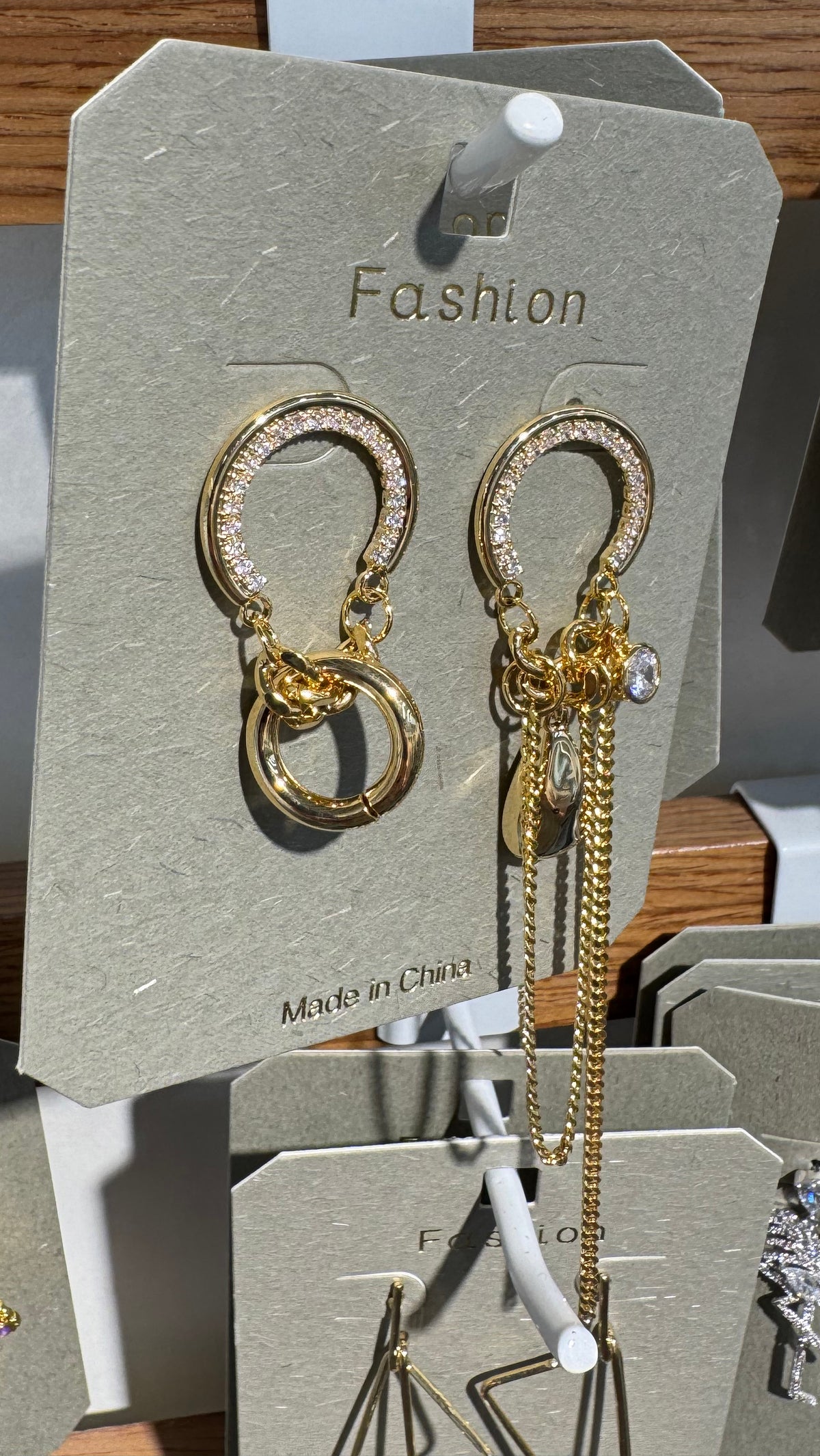 Asymmetric Ring Chain Earrings - W3-0054