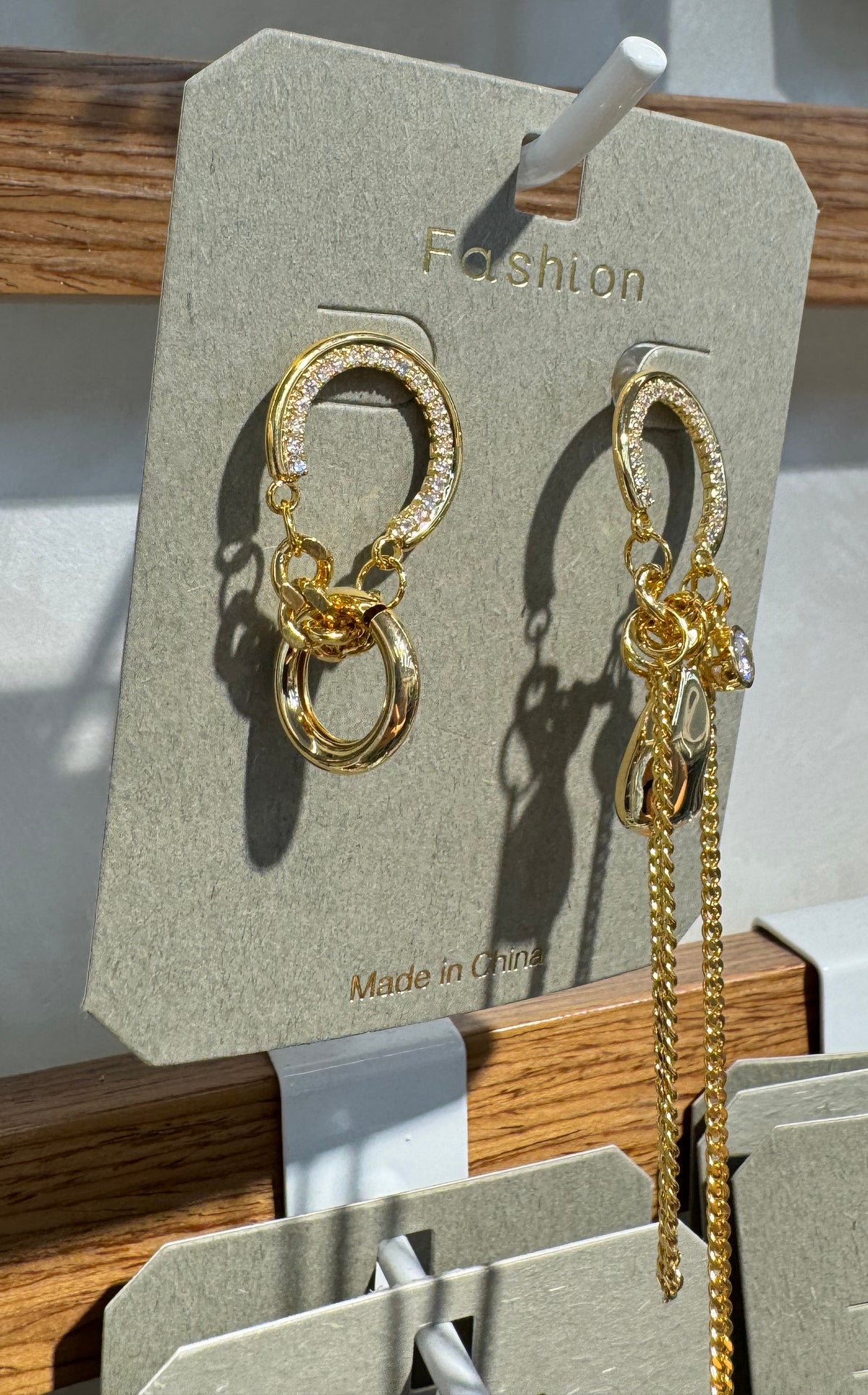 Asymmetric Ring Chain Earrings - W3-0054