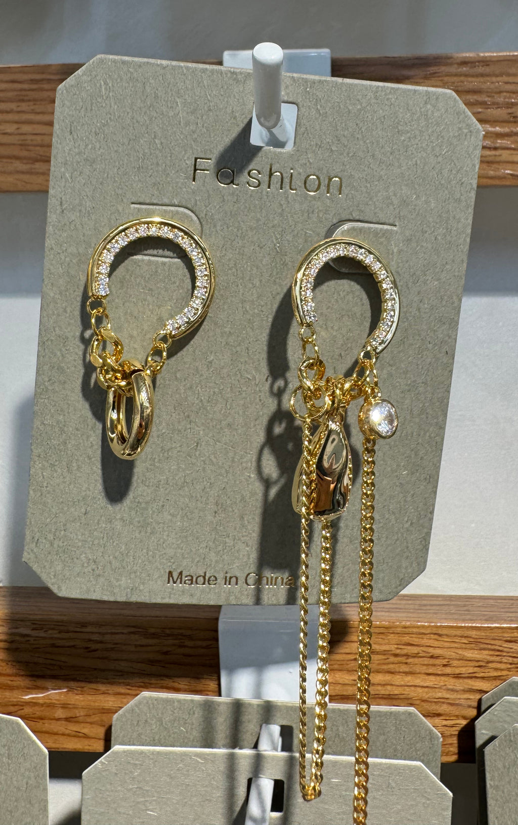 Asymmetric Ring Chain Earrings - W3-0054