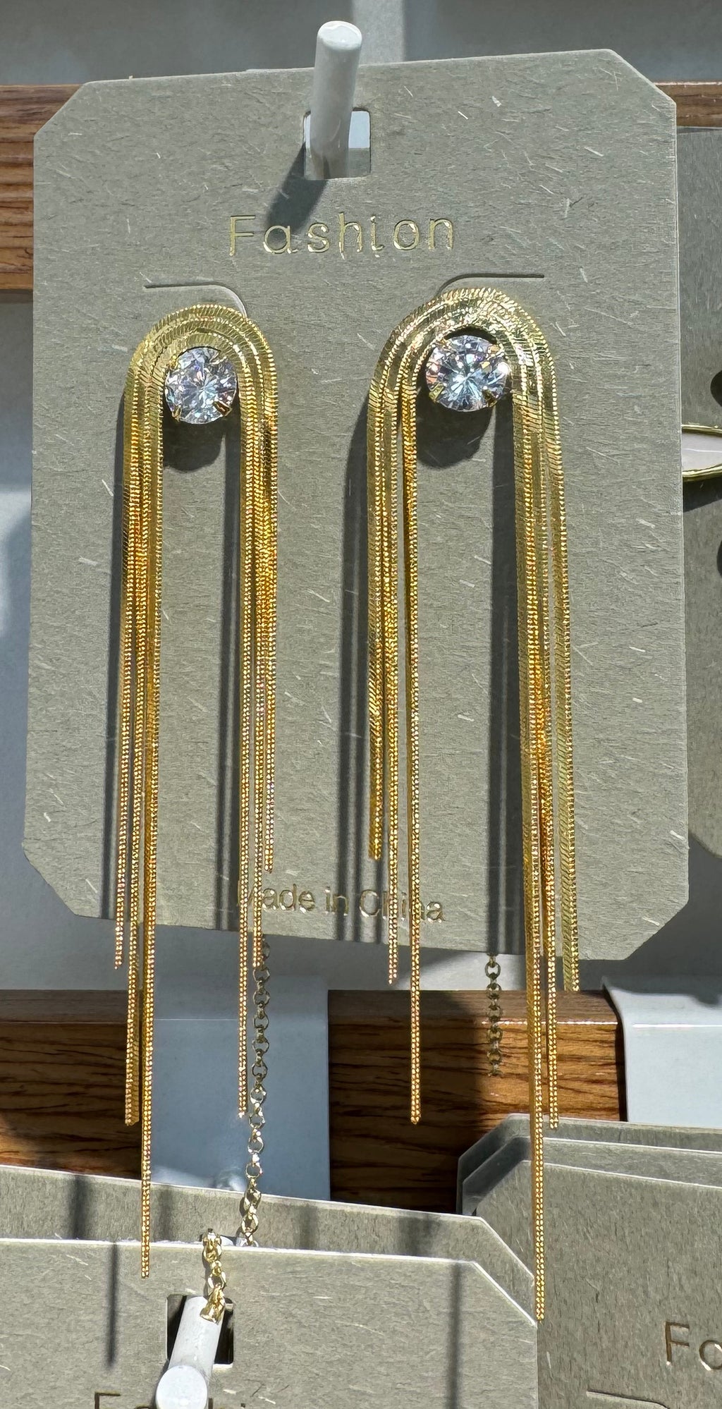 Long Arch Chain Drop Earrings - W3-0056