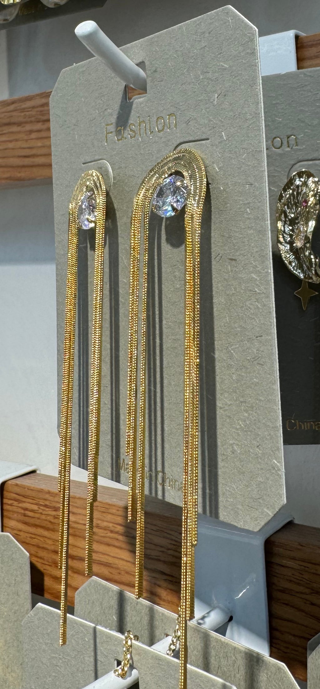 Long Arch Chain Drop Earrings - W3-0056