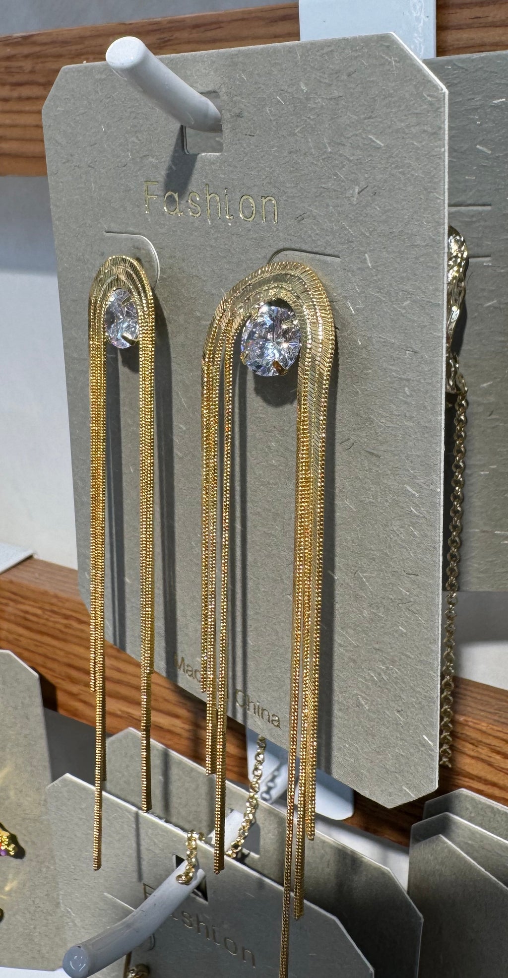 Long Arch Chain Drop Earrings - W3-0056