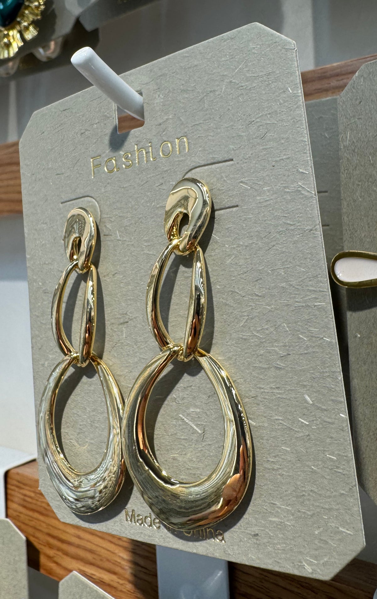 Triple Link Teardrop Earrings - W3-0058
