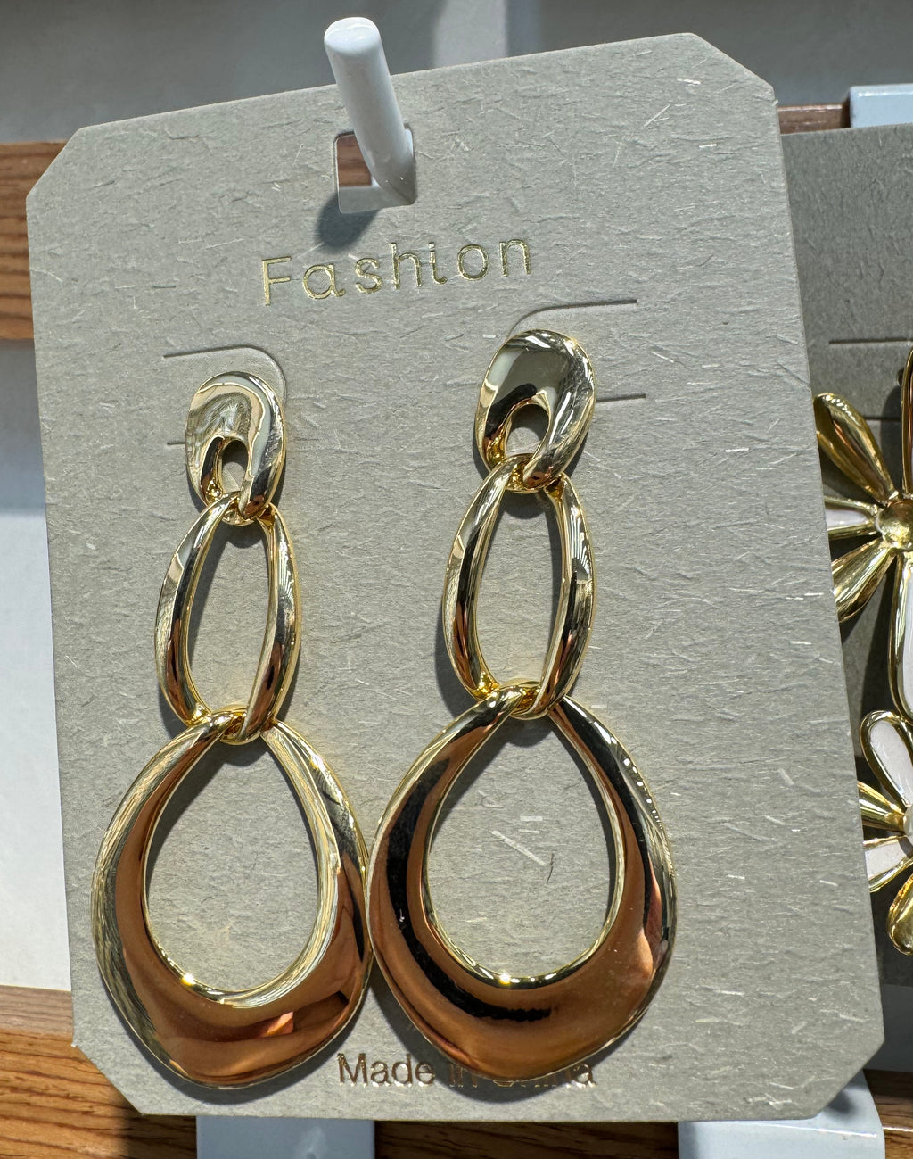 Triple Link Teardrop Earrings - W3-0058