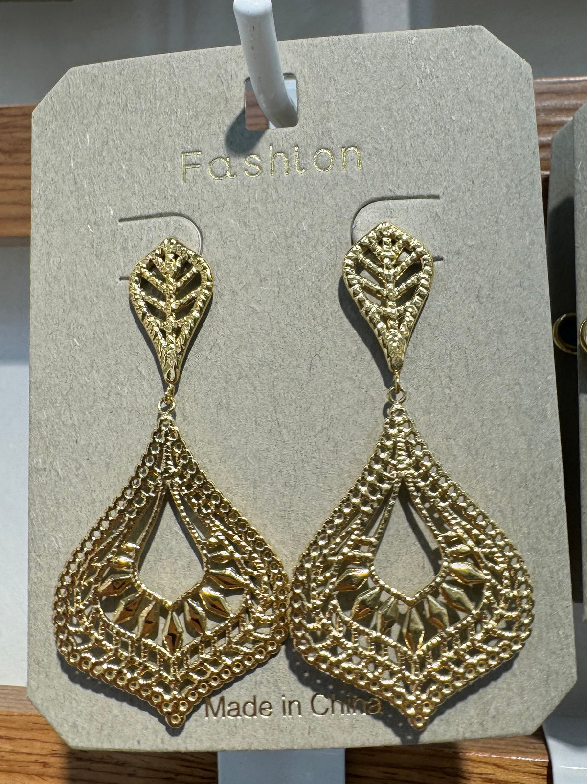 Layered Filigree Teardrop Earrings - W3-0060