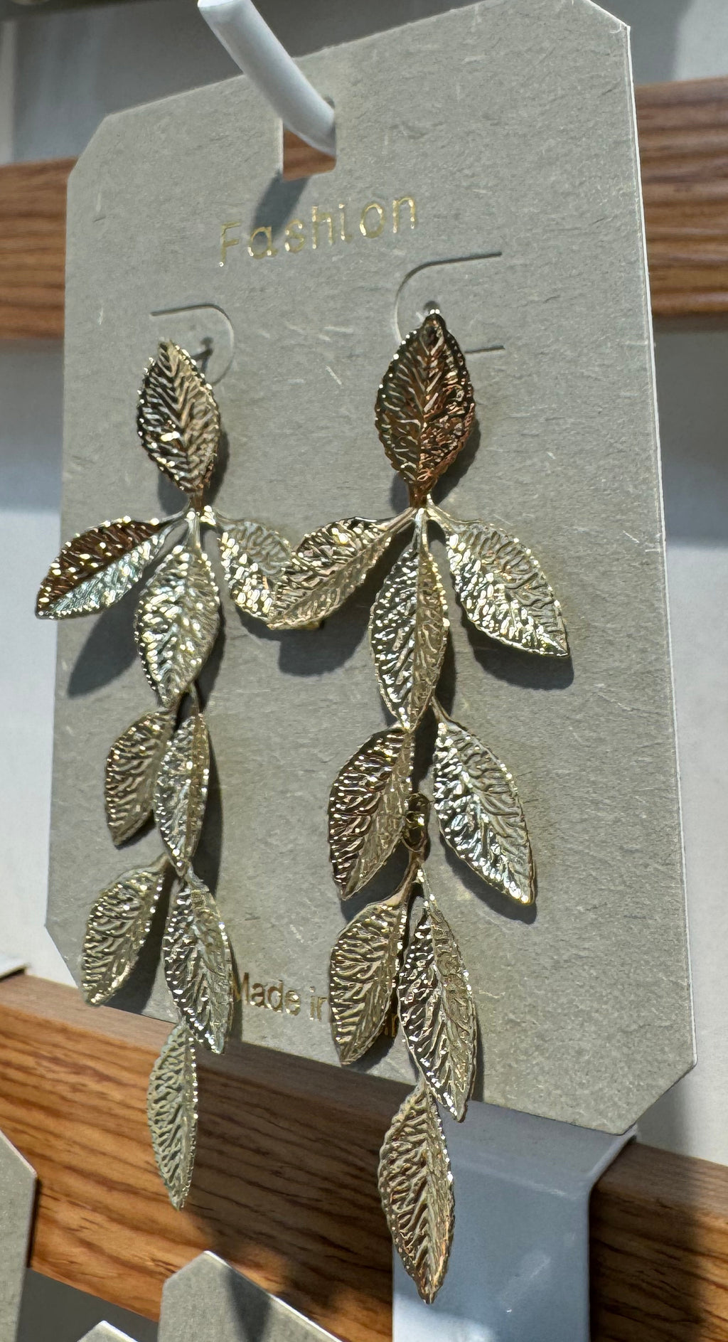 Gold-Tone Leaf Cascade Earrings - W3-0063