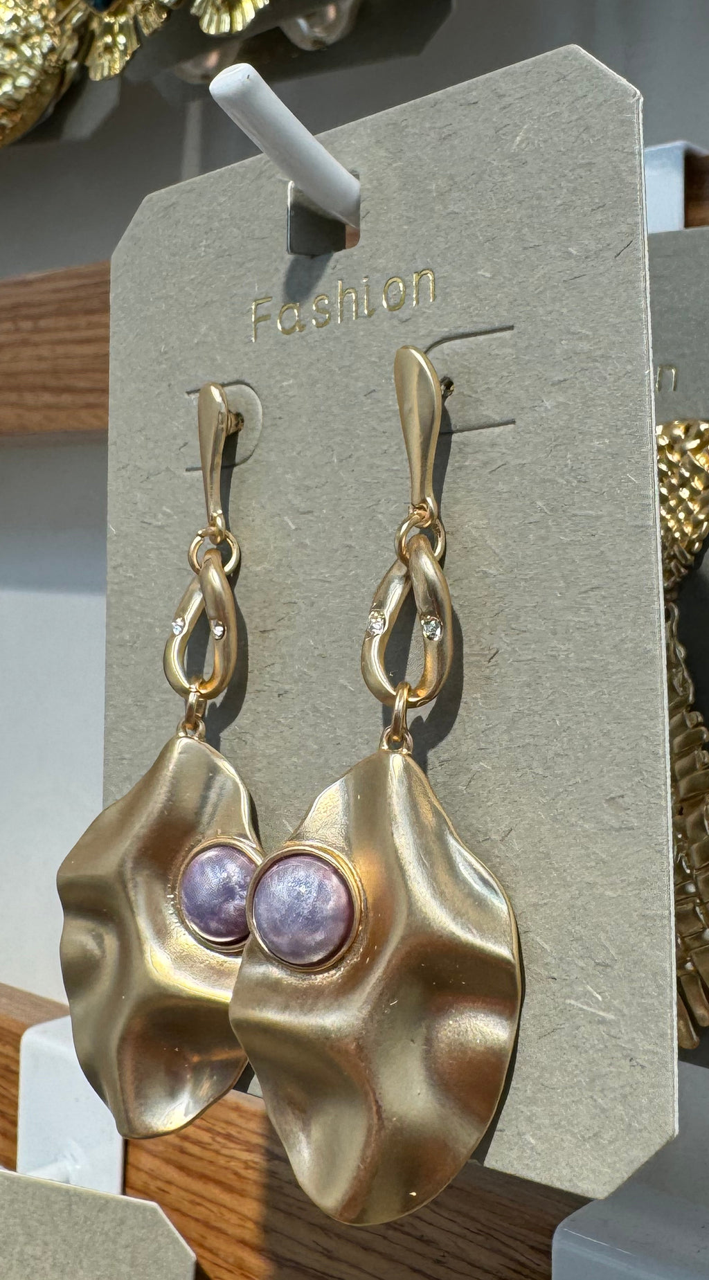 Purple Center Sculptural Earrings - W3-0064