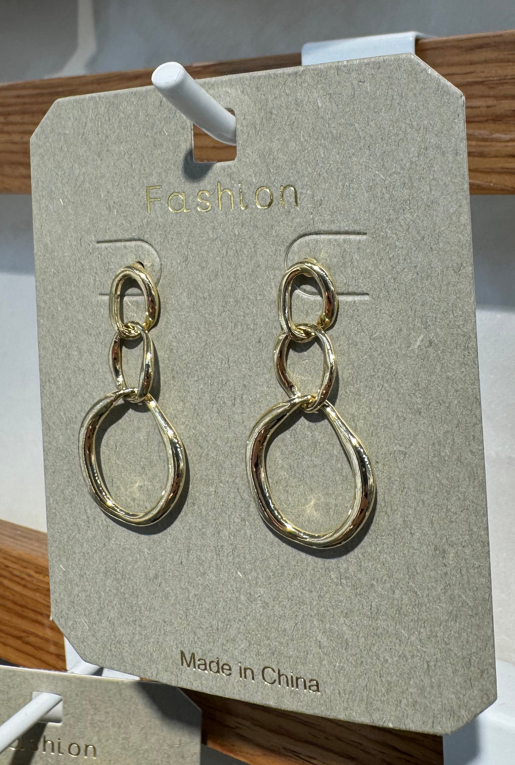Slim Triple Oval Link Earrings - W3-0069