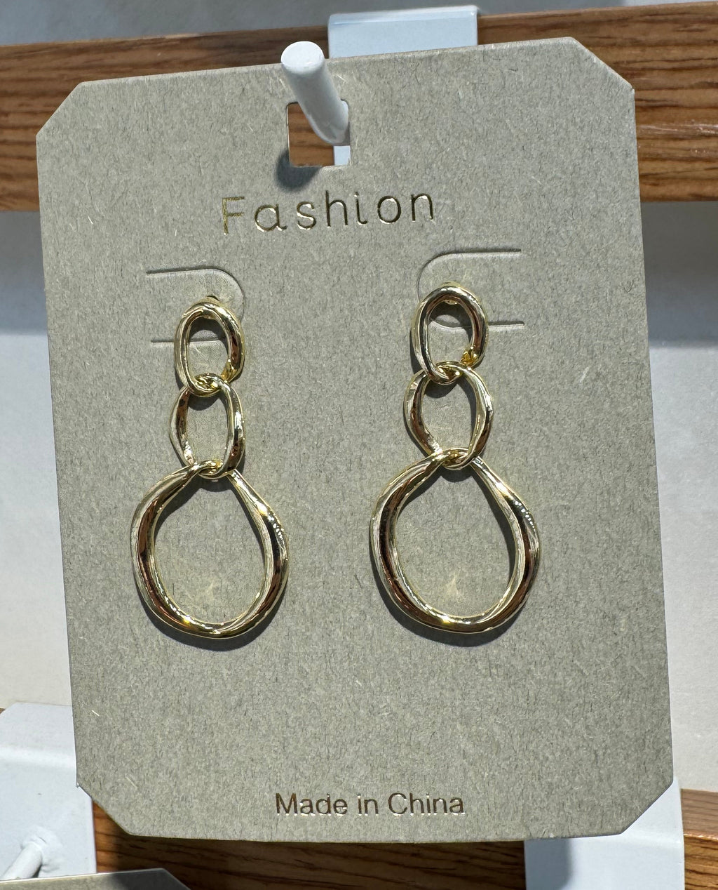 Slim Triple Oval Link Earrings - W3-0069