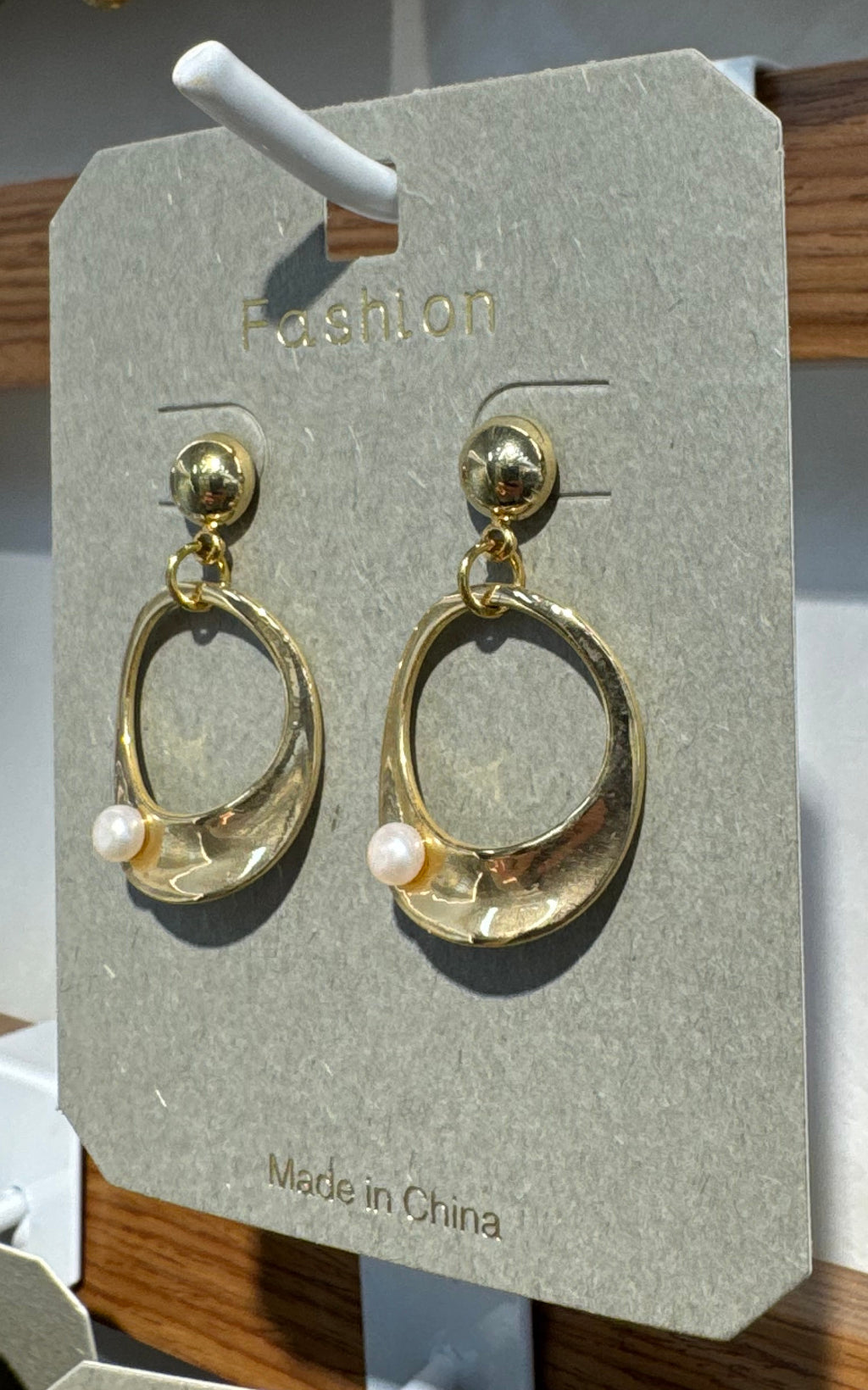 Oval Pearl-Style Accent Earrings - W3-0071