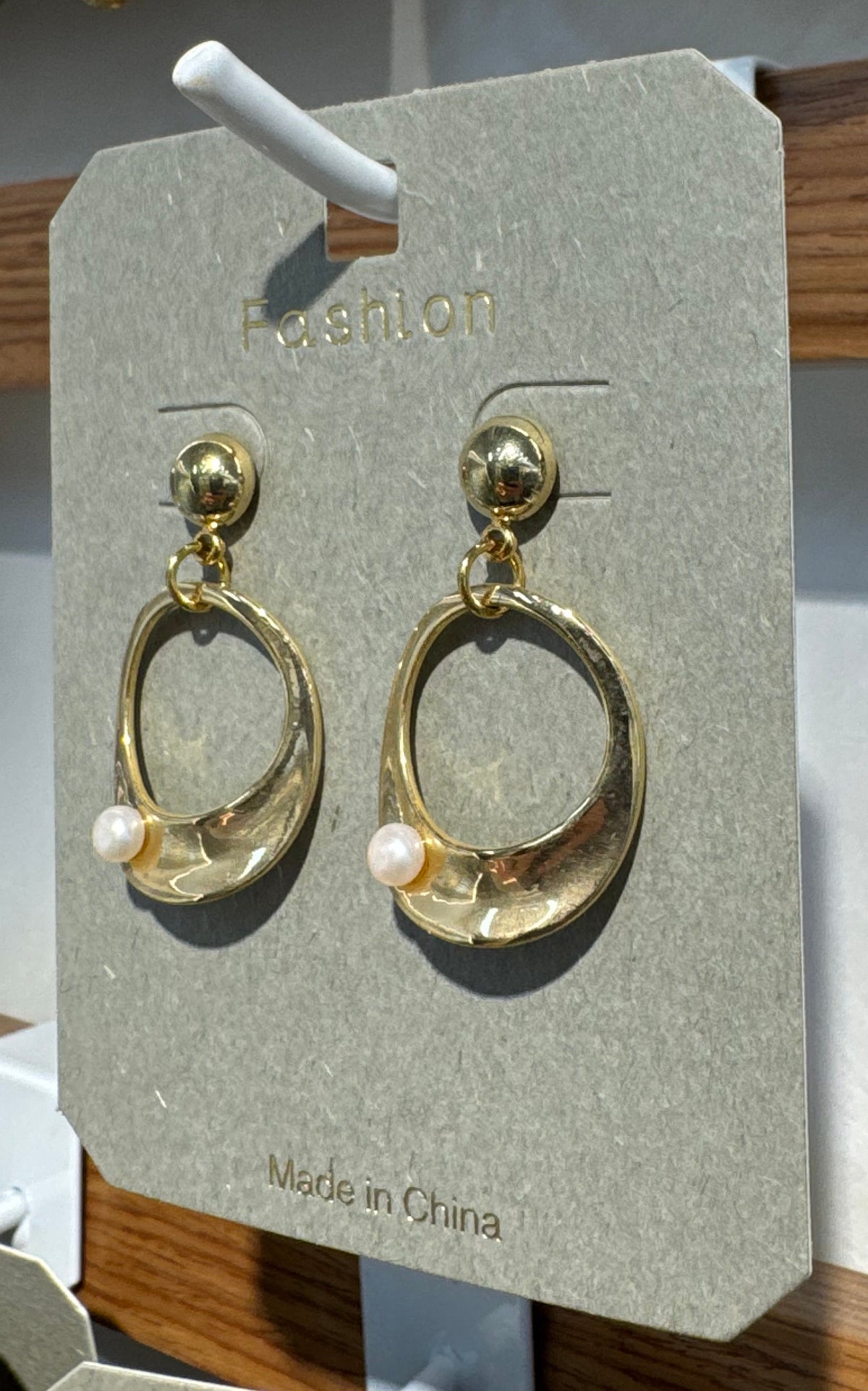 Oval Pearl-Style Accent Earrings - W3-0071