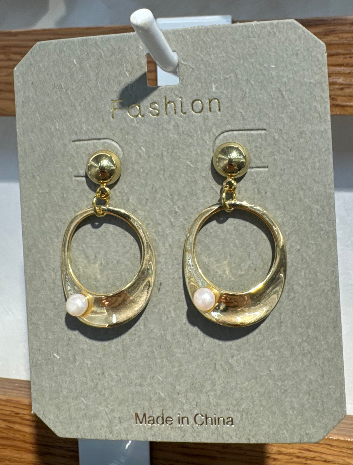 Oval Pearl-Style Accent Earrings - W3-0071