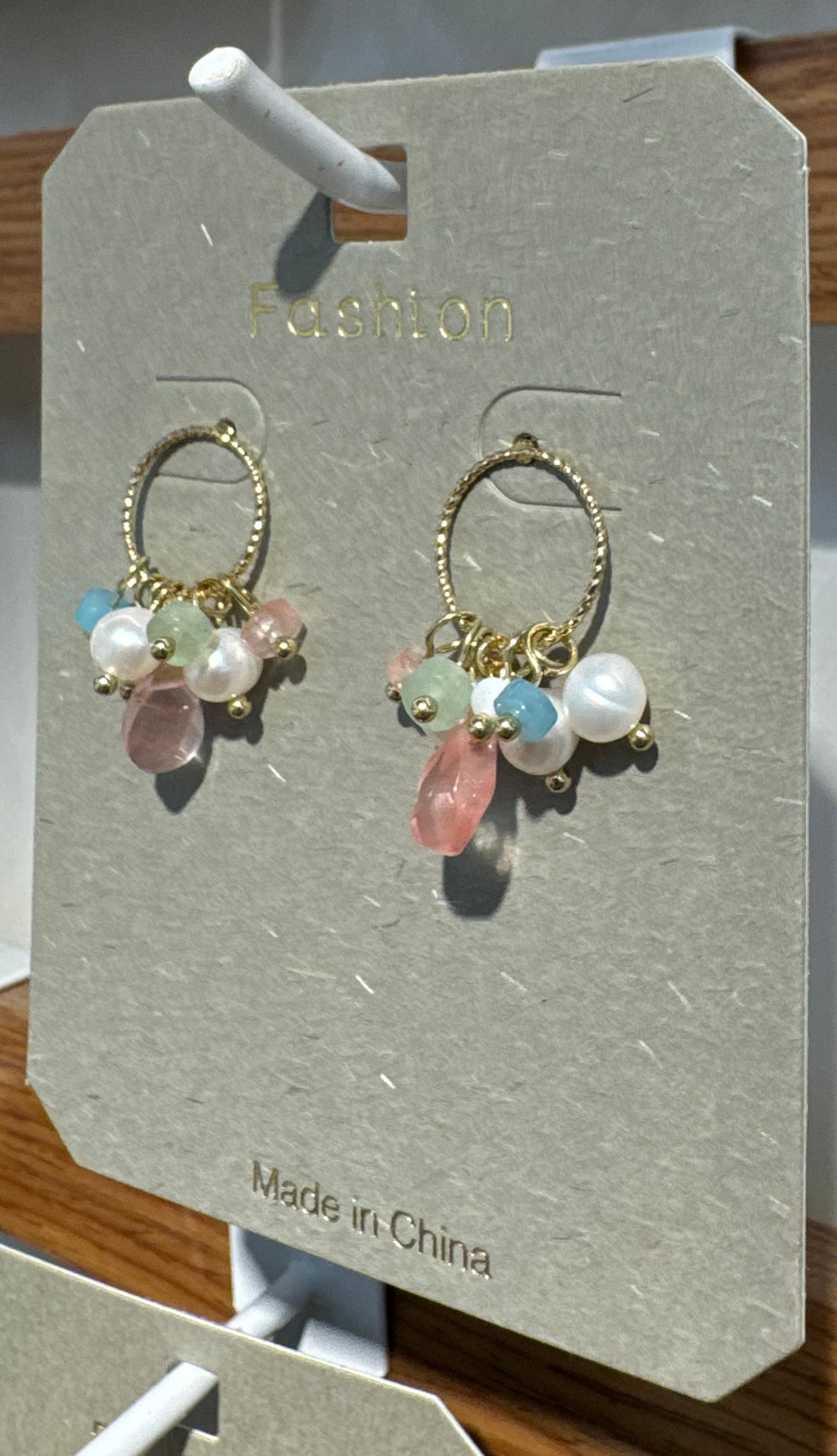 Pastel Bead Charm Ring Earrings - W3-0077