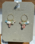 Pastel Bead Charm Ring Earrings - W3-0077