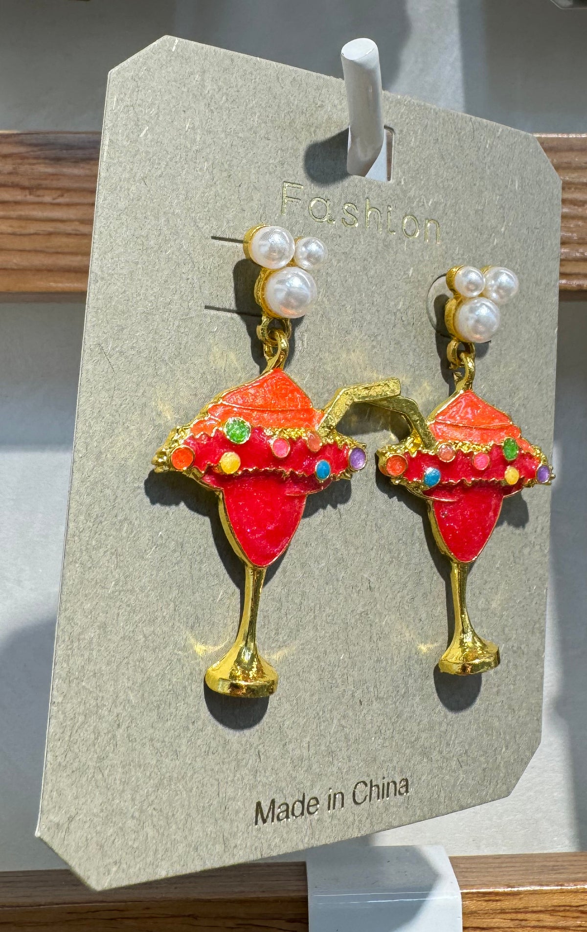 Colorful Cocktail Glass Earrings - W3-0080