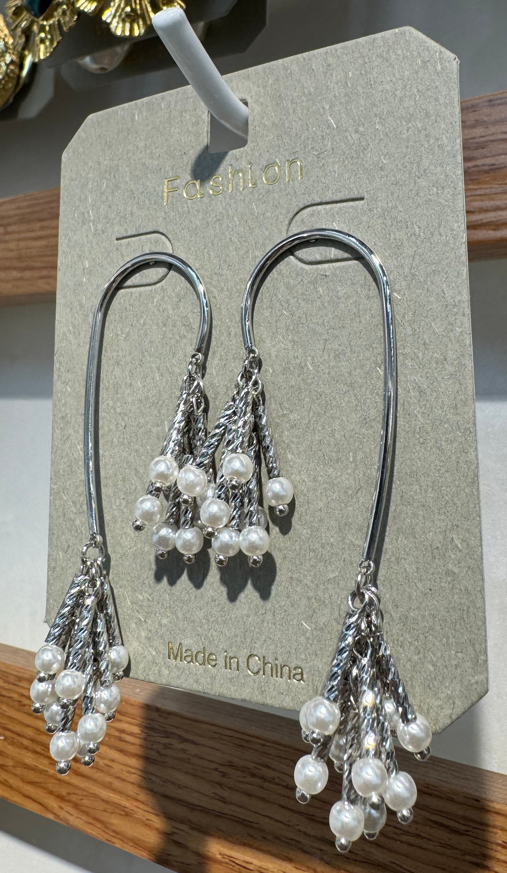 Silver-Tone Beaded Tassel Earrings - W3-0082