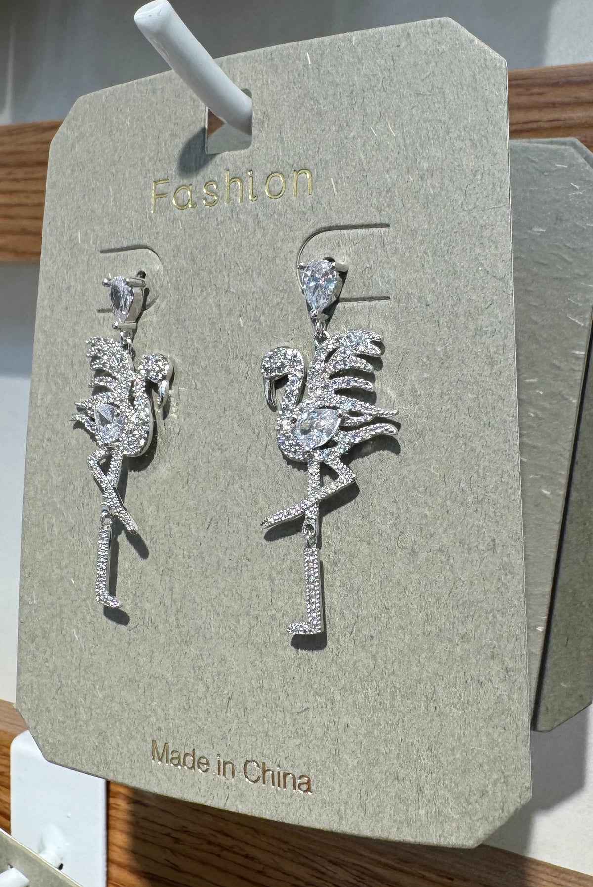 Sparkling Flamingo Drop Earrings - W3-0083