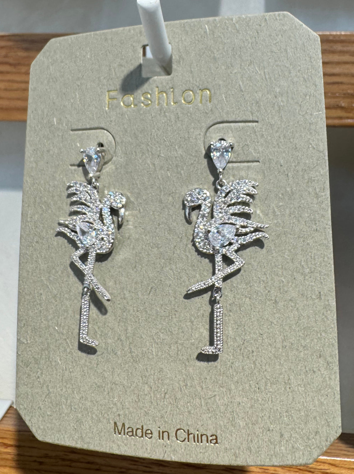 Sparkling Flamingo Drop Earrings - W3-0083