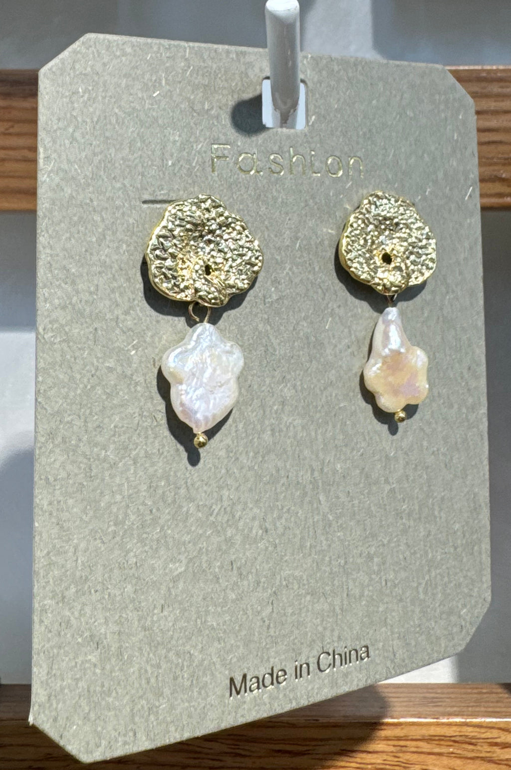 Textured Disc Pearl-Style Earrings - W3-0085