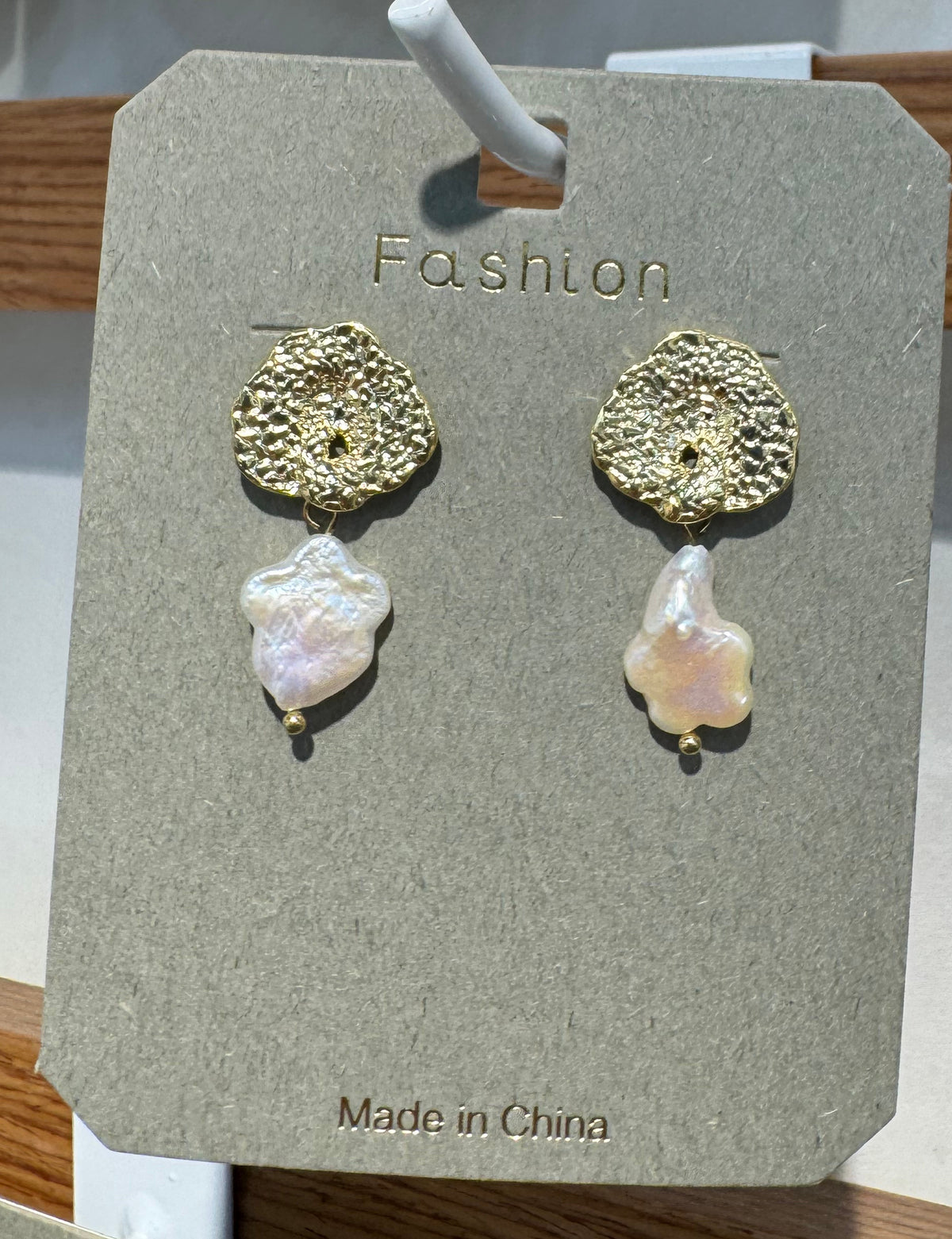 Textured Disc Pearl-Style Earrings - W3-0085