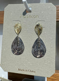 Two-Tone Spiral Teardrop Earrings - W3-0088