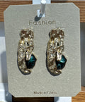 Green Accent Sculptural Earrings - W3-0089
