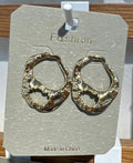 Hammered Open Oval Stud Earrings - W3-0091