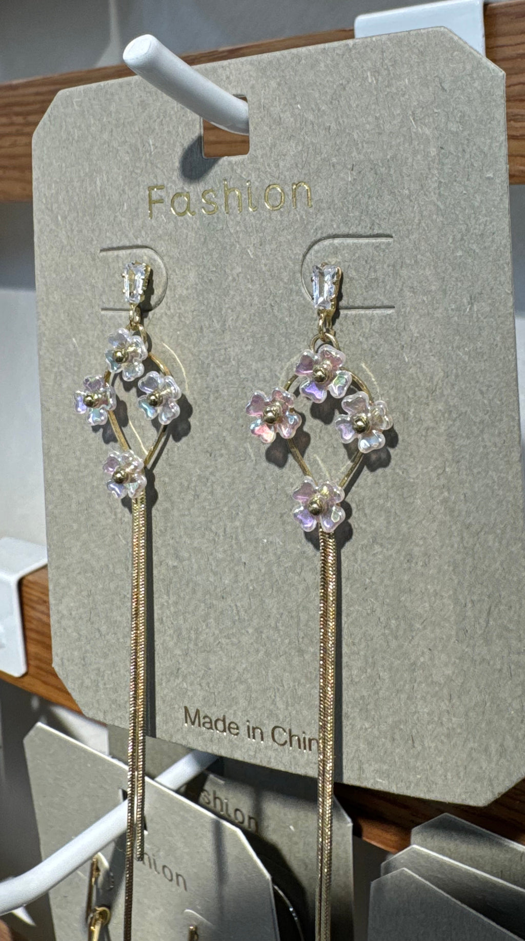 Sparkling Flower Chain Earrings - W3-0096