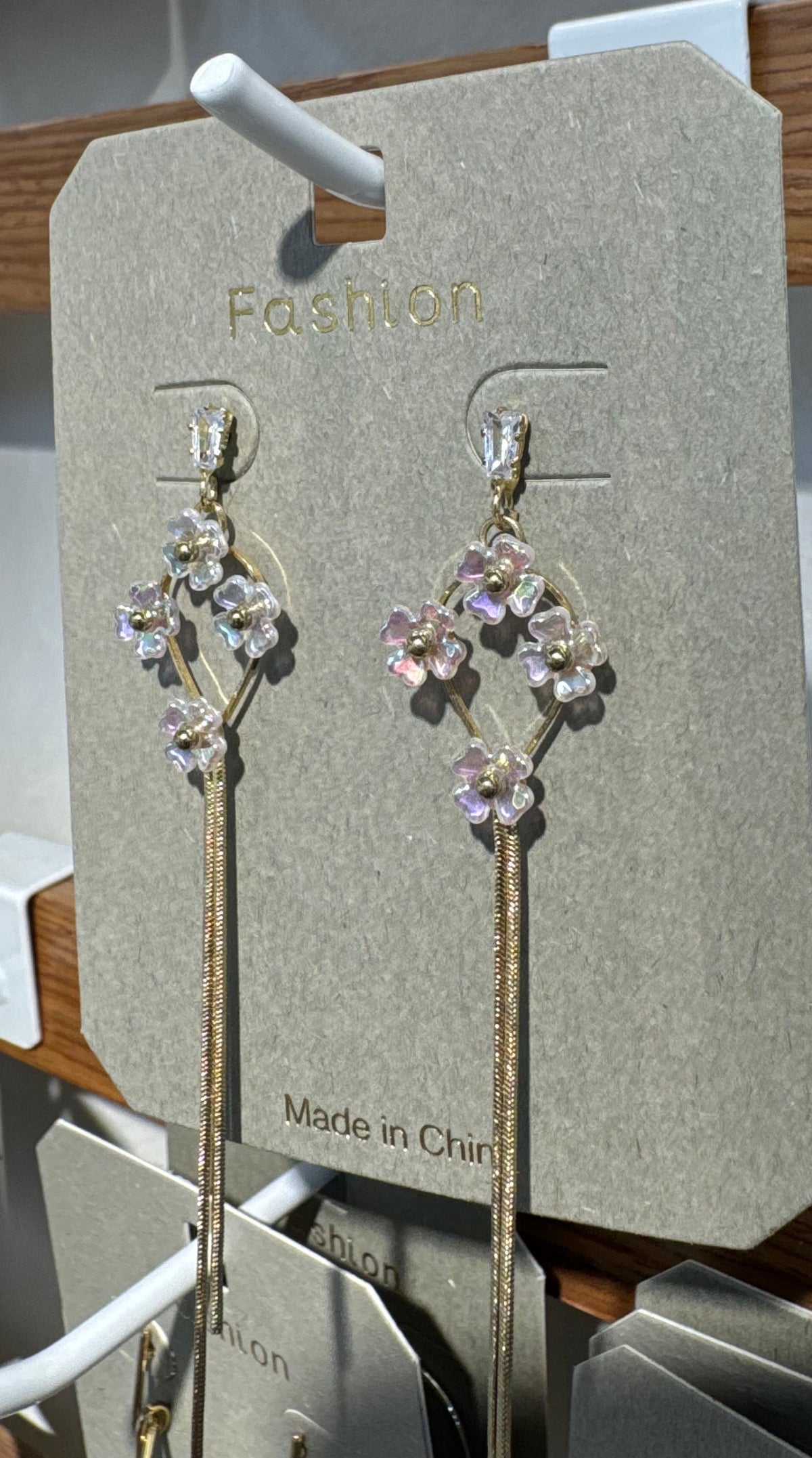 Sparkling Flower Chain Earrings - W3-0096