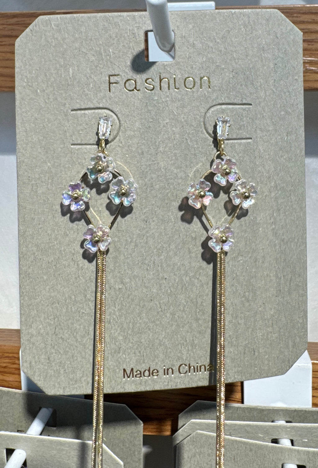 Sparkling Flower Chain Earrings - W3-0096