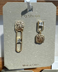 Asymmetric Textured Link Earrings - W3-0098
