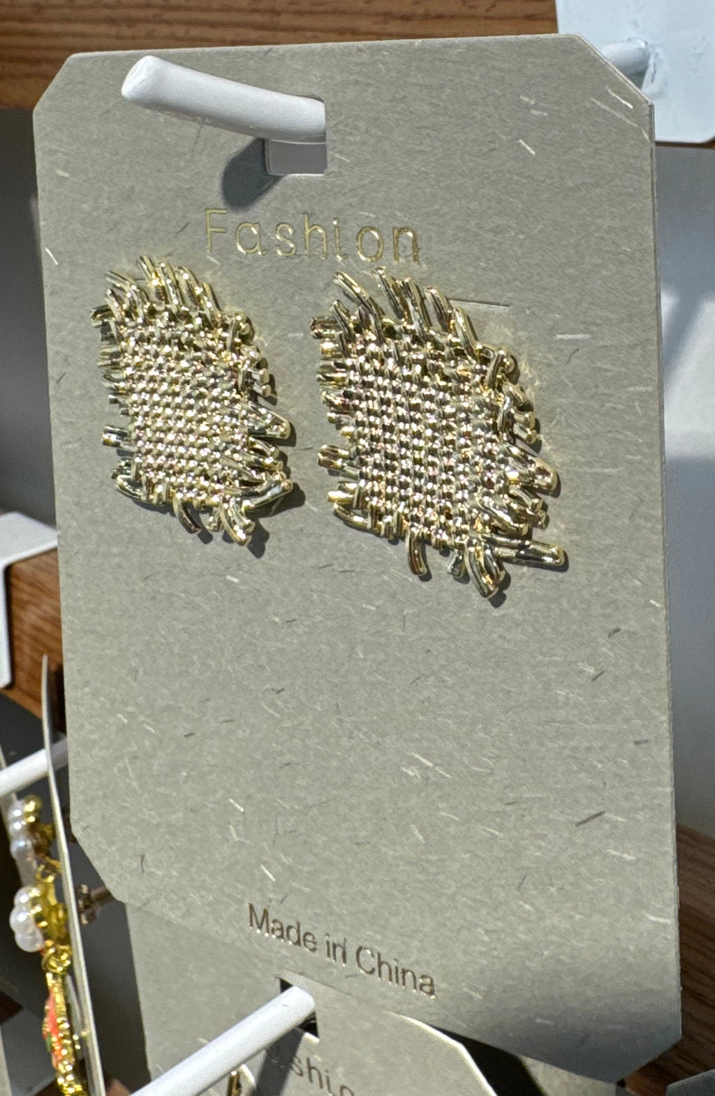 Woven Texture Geometric Stud Earrings - W3-0101