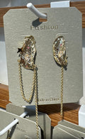 Textured Star Chain Earrings - W3-0105