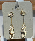 White Abstract Chain Drop Earrings - W3-0113